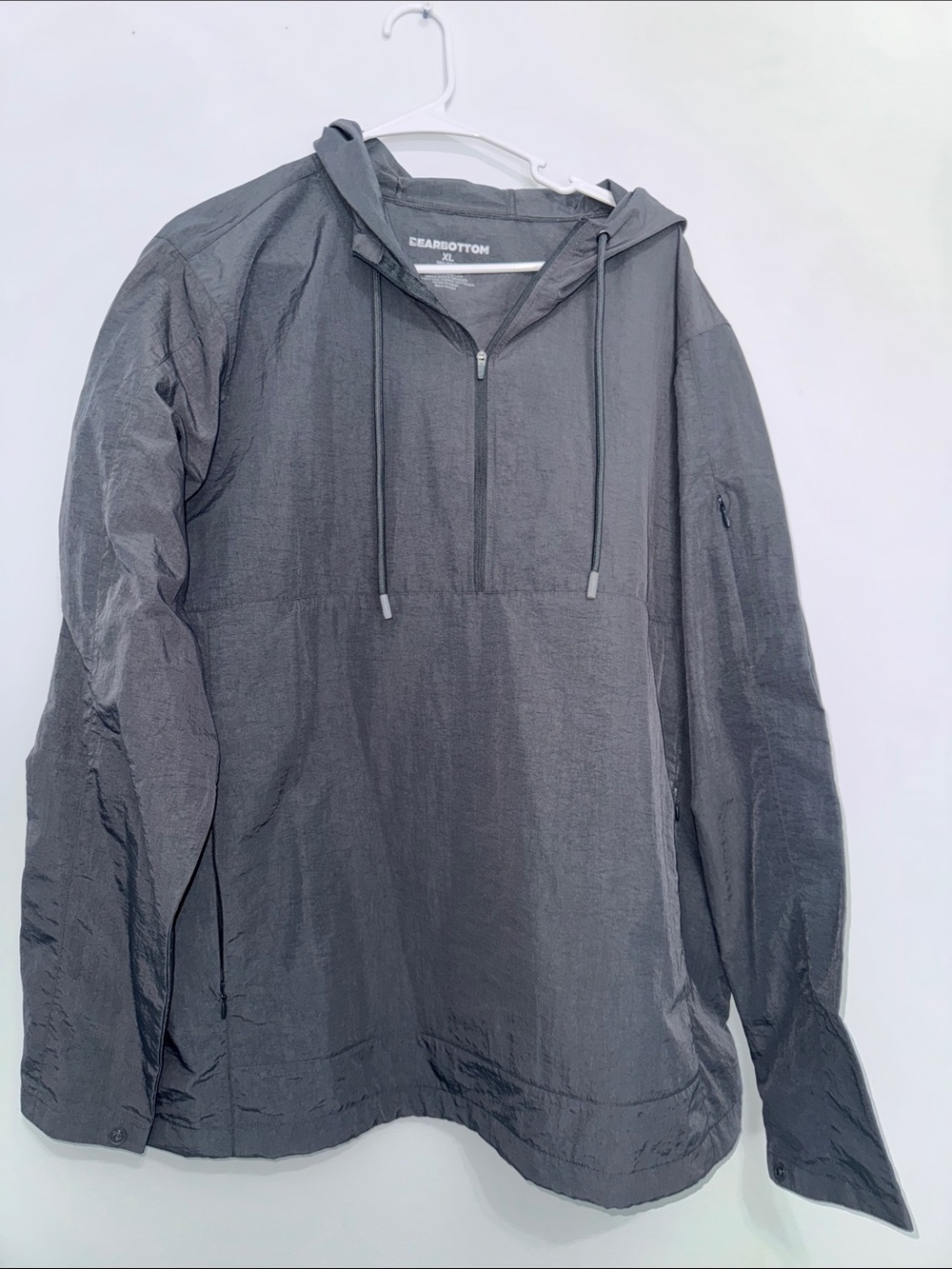 Men’s Gray Hooded Pullover Windbreaker Jacket